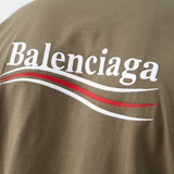 Balenciaga Political Campaign Embroidery Oversized Tee Olive BAL BAL - originalfook singapore