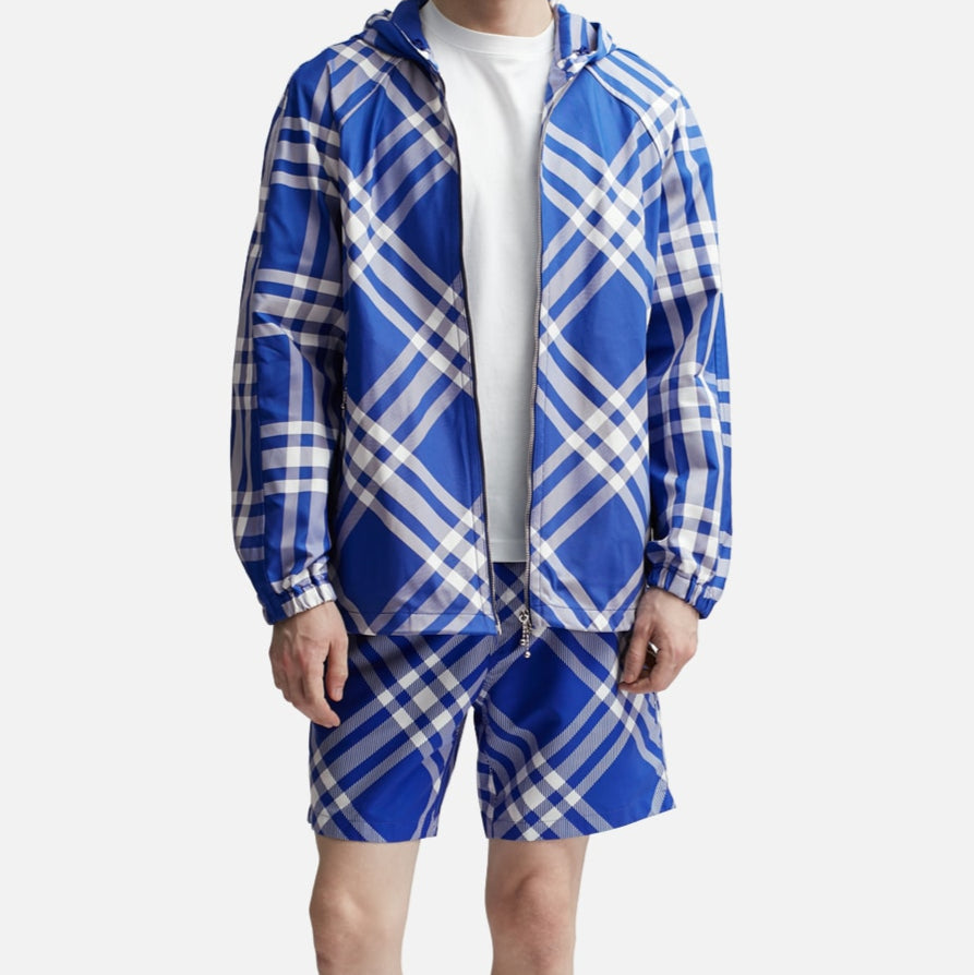 Burberry Diagonal Check Shorts Royal Blue