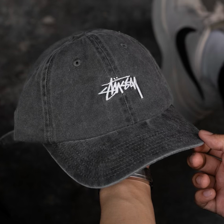 Stussy Basic Logo Baseball Cap Charcoal - ORIGINALFOOK