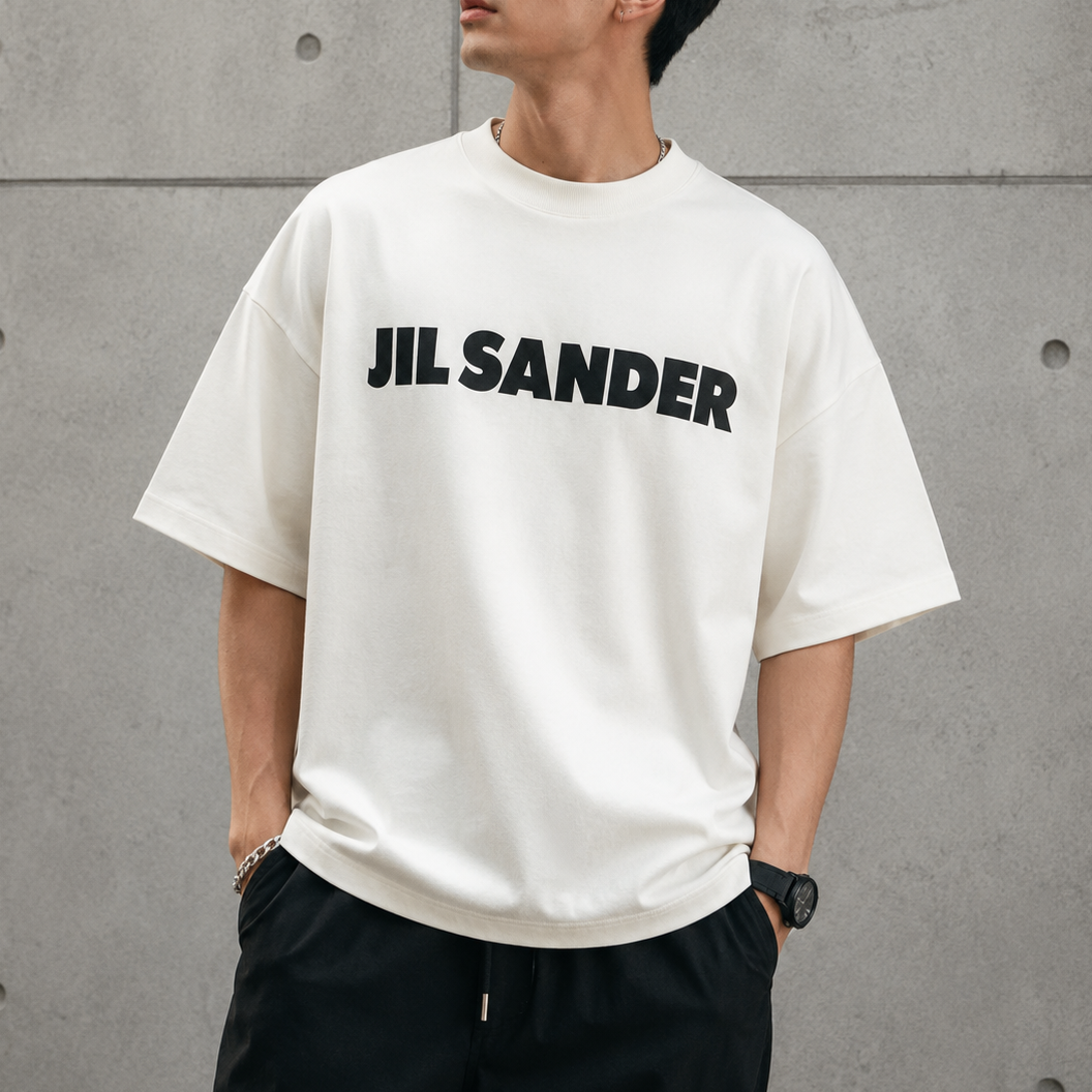 Jil Sander Signature Logo Tee Porcelain