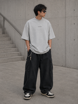 MasonPrince Reflective Oversized Mock Neck Tee Grey