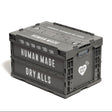 Grey Human Made foldable 50L container box for storage, showcasing the compact, foldable design and durable material.