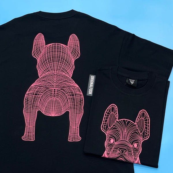 LifeWork Korea Outline Bulldog Tee Black Pink lifework lifework - originalfook singapore