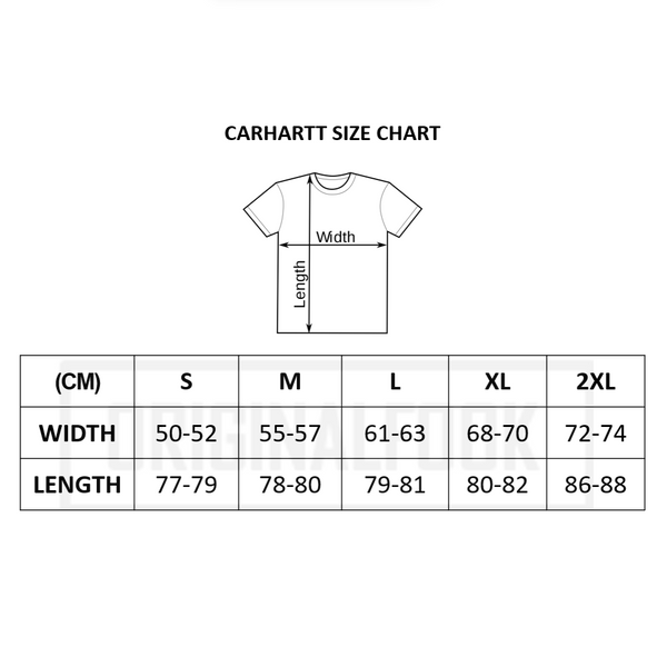 Carhartt k87 size chart sale
