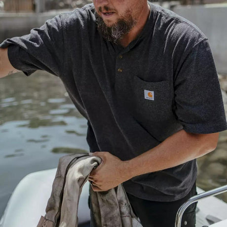 Carhartt Henley Oversized Pocket Tee Carbon Heather CARHARTT CARHARTT - originalfook singapore