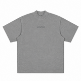 Dark grey MasonPrince Reflective Oversized Mock Neck Tee with a relaxed fit and soft fabric, perfect for casual wear.
