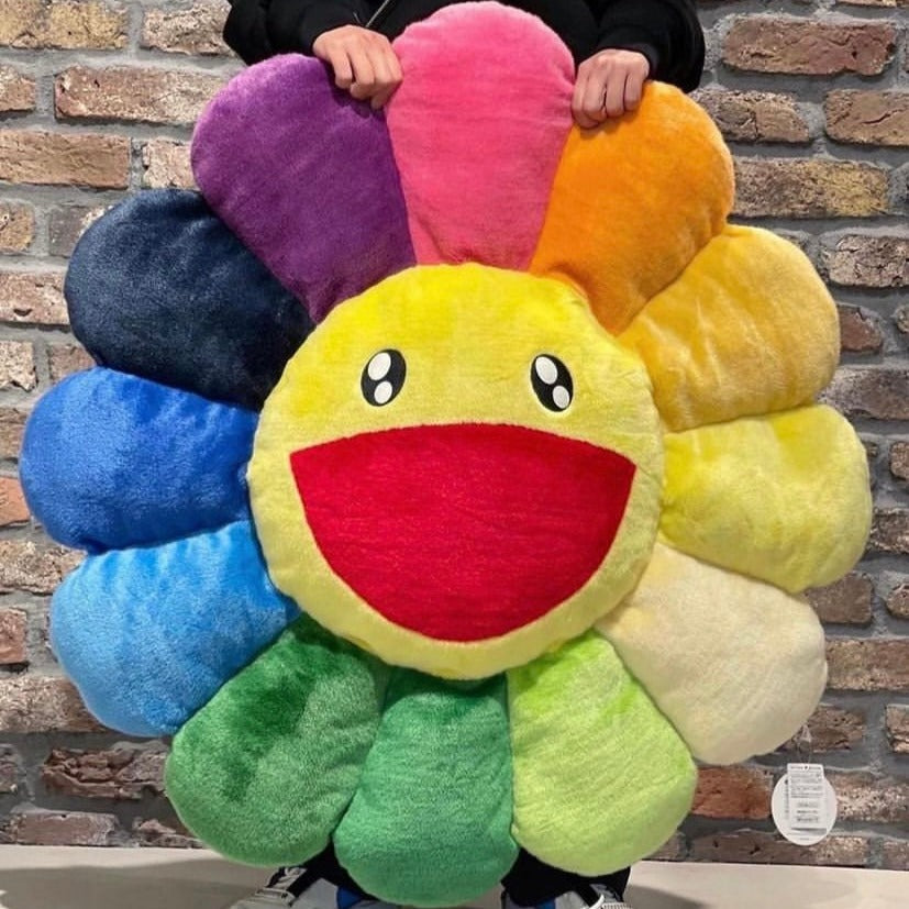 Takashi Murakami Kaikai Kiki Flower Plush Cushion Rainbow (60cm) TAKASHI MURAKAMI TAKASHI MURAKAMI - originalfook singapore