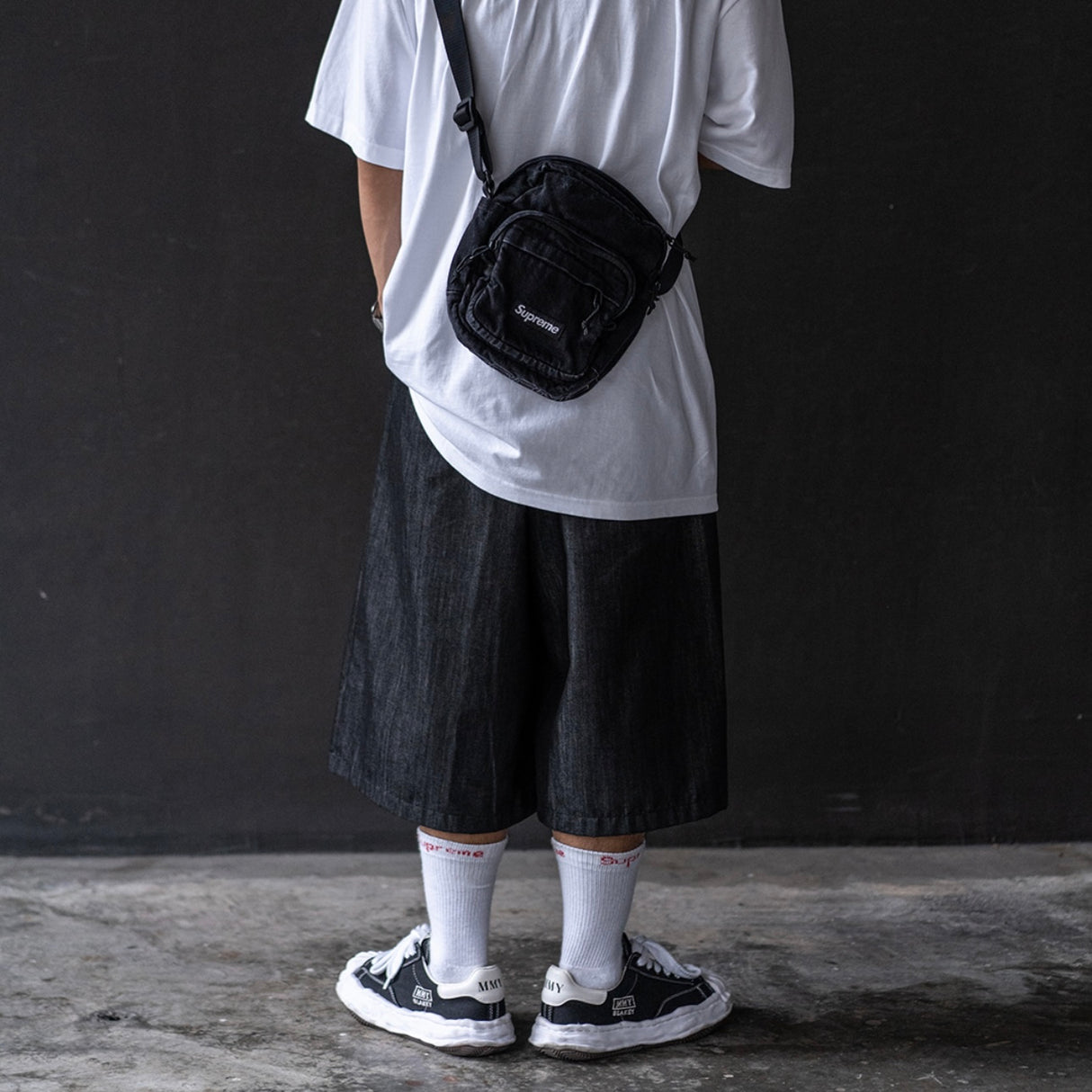 Supreme Box Logo Denim Shoulder Bag Black