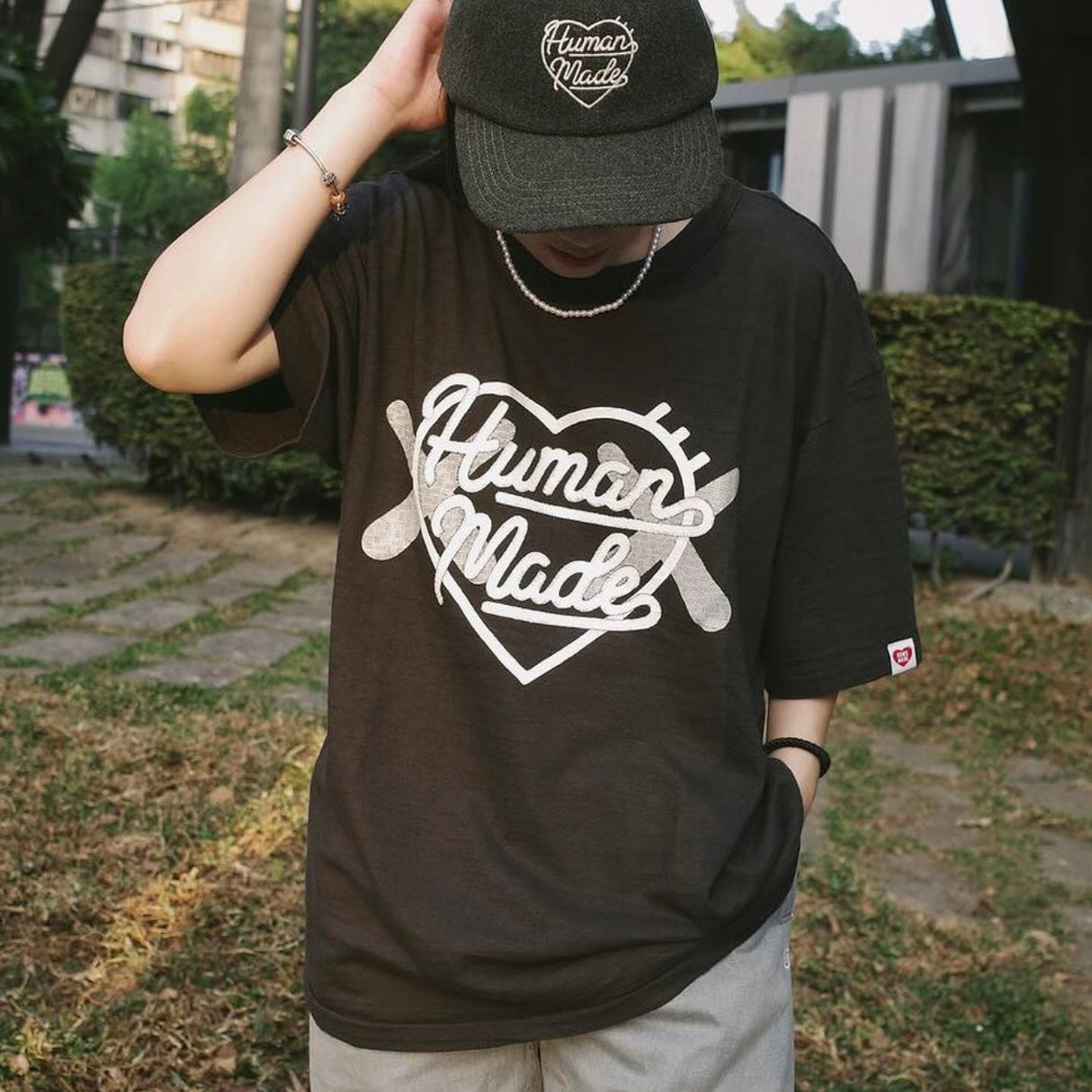 Human Made X KAWS Logo Tee Black HUMAN MADE HUMAN MADE - originalfook singapore