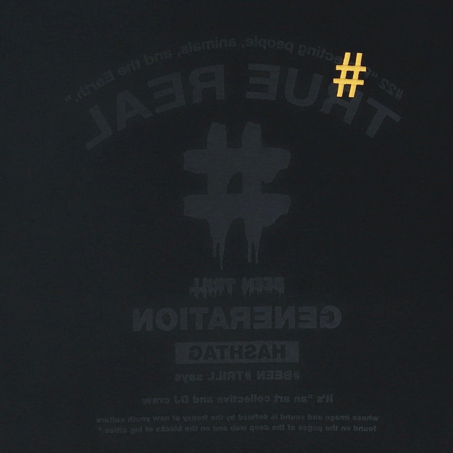 Black Been Trill inverted logo T-shirt featuring a bold graphic design on the front, casual streetwear style.