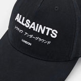 AllSaints Underground Logo Baseball Cap Black White - ORIGINALFOOK