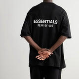 Fear of God Essentials Signature Logo Drop Shoulder Tee Black
