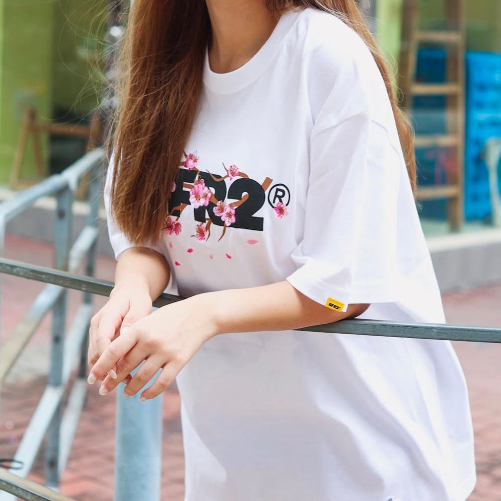 FR2 Fxxking Rabbits Sakura Embroidery Logo Tee White FR2 FR2 - originalfook singapore