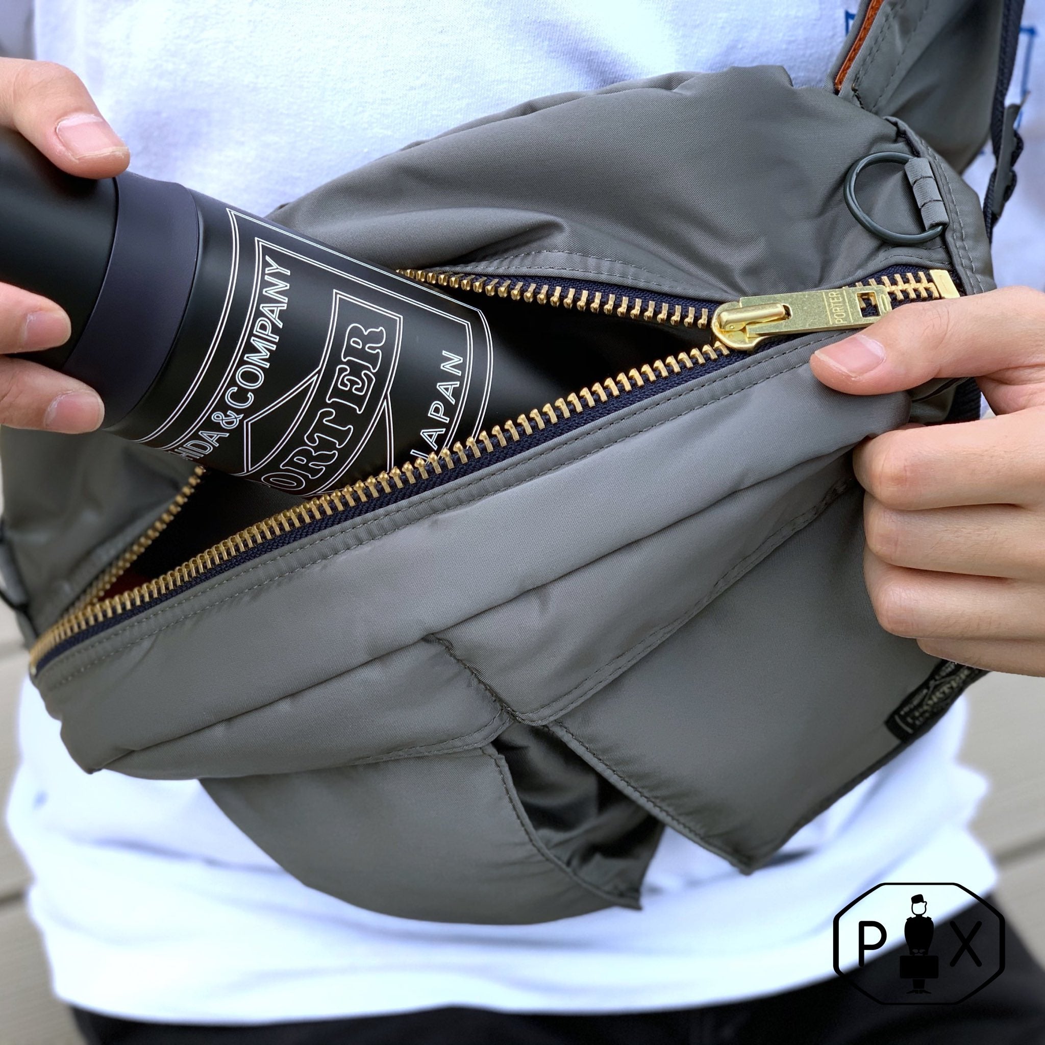 Porter Yoshida Japan PX Tanker Waist Bag Silver Grey [376