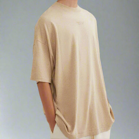 Fear of God Essentials Applique Logo Drop Shoulder Tee Gold Heather (Oversized) FEAR OF GOD FEAR OF GOD - originalfook singapore