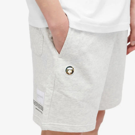 AAPE By Bathing Ape Badge French Terry Sweat Shorts Heather White [673] BATHING APE BATHING APE - originalfook singapore