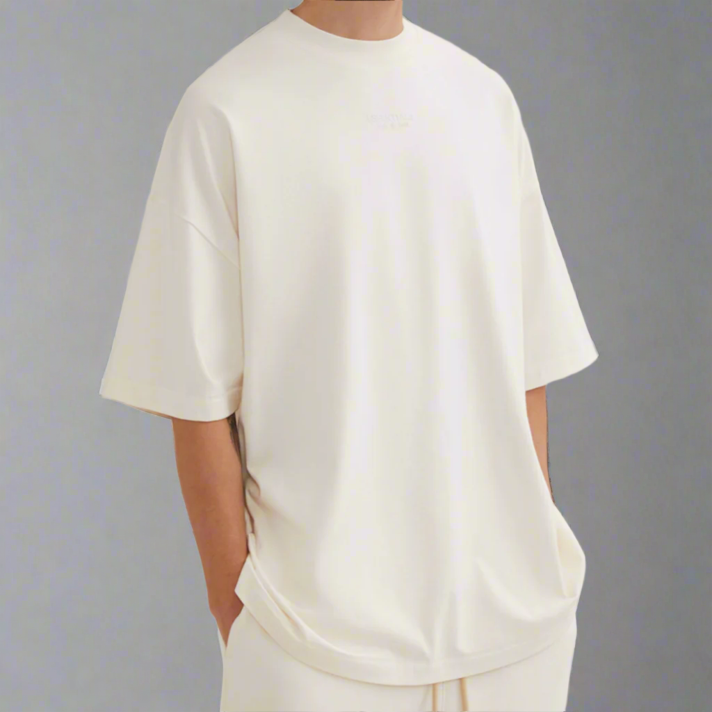 Fear of God Essentials Applique Logo Drop Shoulder Tee Cloud Dancer (Oversized) FEAR OF GOD FEAR OF GOD - originalfook singapore