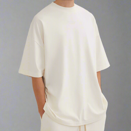 Fear of God Essentials Applique Logo Drop Shoulder Tee Cloud Dancer (Oversized) FEAR OF GOD FEAR OF GOD - originalfook singapore