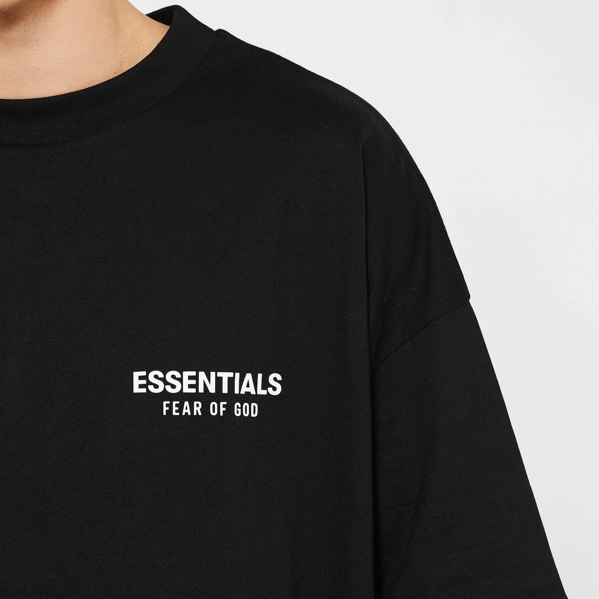 Fear of God Essentials Signature Logo Drop Shoulder Tee Black FEAR OF GOD ESSENTIALS FEAR OF GOD ESSENTIALS - originalfook singapore