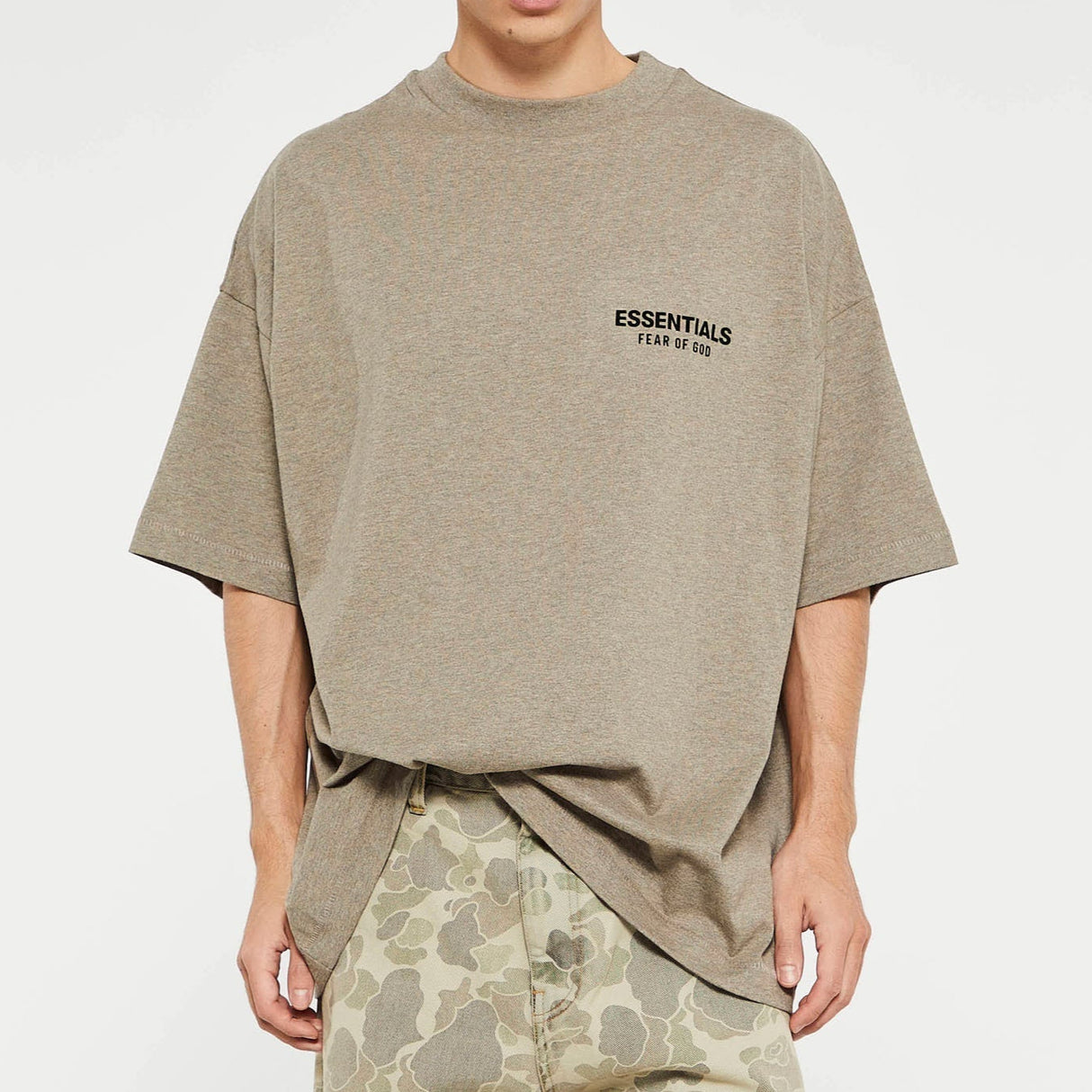 Fear of God Essentials Signature Logo Drop Shoulder Tee Dark Heather FEAR OF GOD ESSENTIALS FEAR OF GOD ESSENTIALS - originalfook singapore