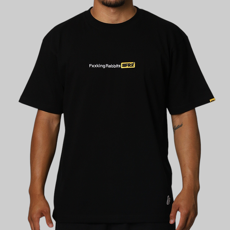 Black FR2 Fxxking Rabbits Logo Tee featuring the brand's iconic graphic design, displayed flat on a white background.