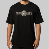 Black FR2 emblem icon tee shirt with a graphic logo on the front, casual apparel by #FR2.