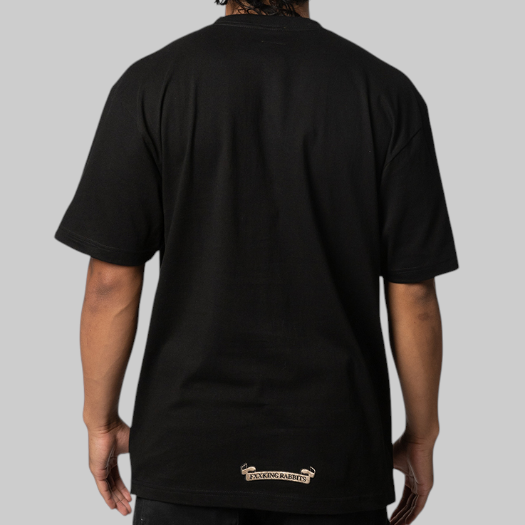 Black FR2 Emblem Icon Tee shirt with logo graphic on front, casual apparel by #FR2, displayed flat on a white background.
