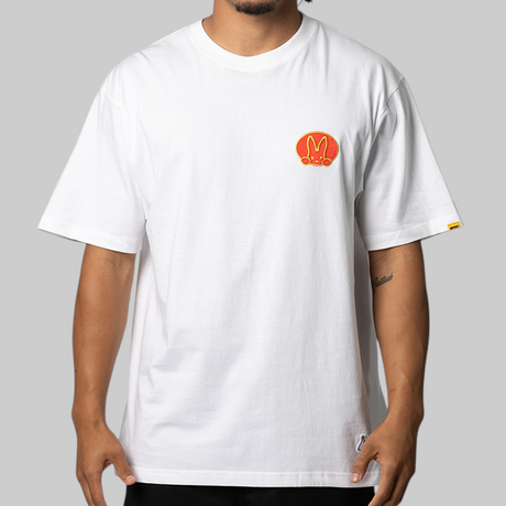White FR2 M Logo Tee from the APPARELS collection, featuring the iconic FR2 logo on the front.