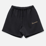 Fear of God Essentials Training 90s Shorts in faded black, casual athletic shorts with a relaxed fit and branded design.