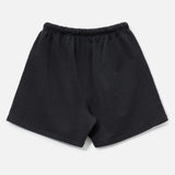 Fear of God Essentials Training 90s Shorts in faded black, casual athletic shorts with a relaxed fit and brand logo detail.