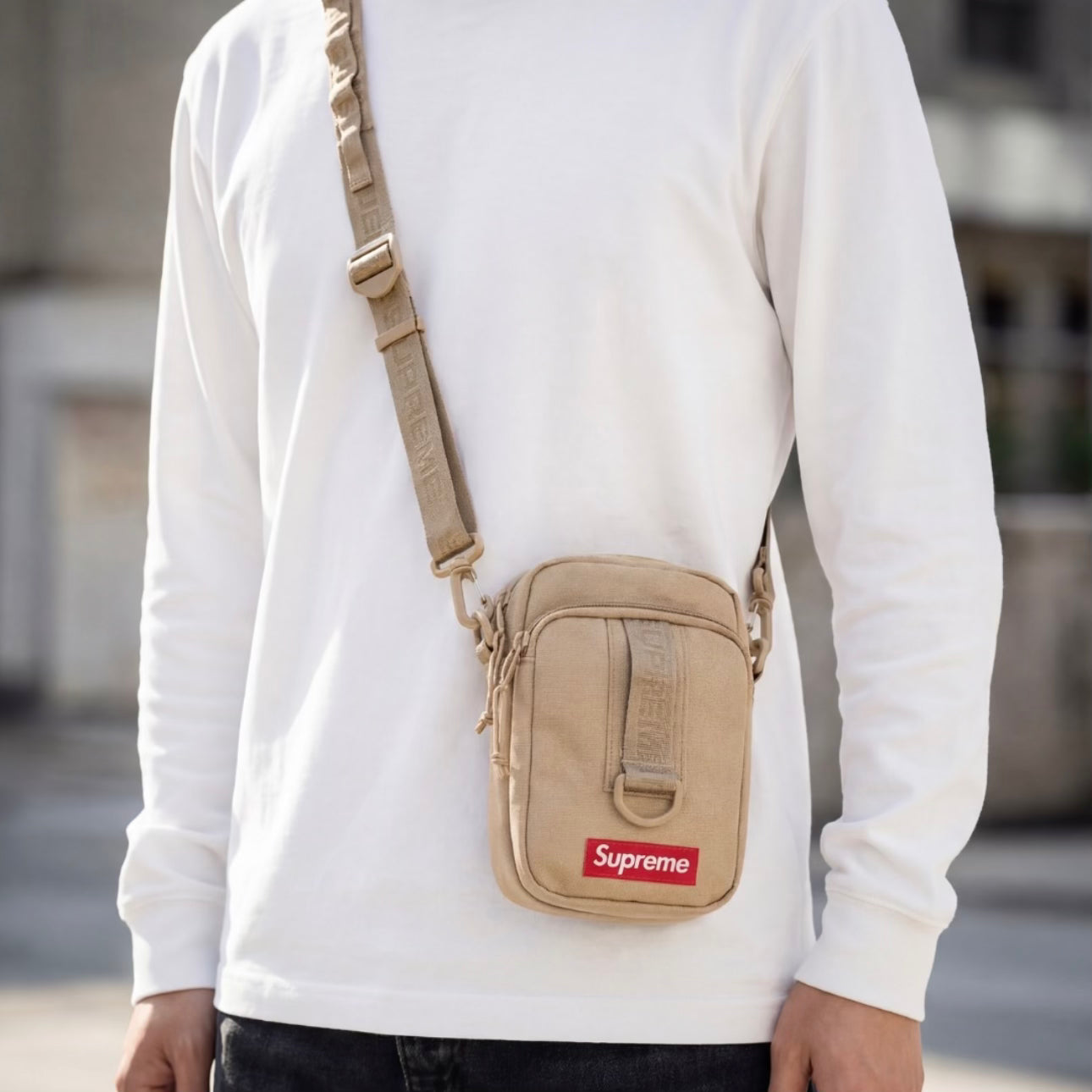 Supreme Box Logo Sling Bag Tan | ORIGINALFOOK