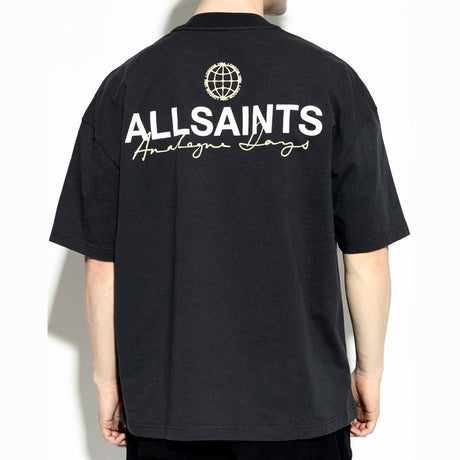 AllSaints Emblem Logo Tee Washed Black - ORIGINALFOOK