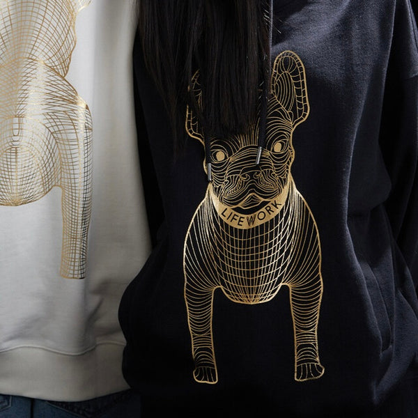 LifeWork Korea Bulldog Mascot Hoodie Black Gold lifework lifework - originalfook singapore