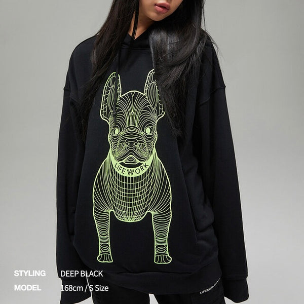 LifeWork Korea Bulldog Mascot Hoodie Black Green lifework lifework - originalfook singapore