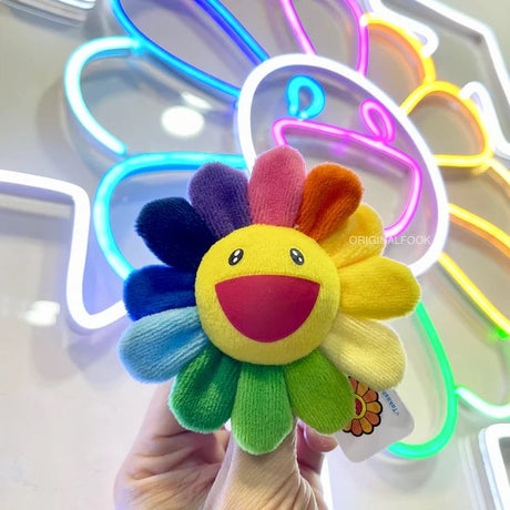 Takashi Murakami Kaikai Kiki Flower Plush  Badge/Keychain/Pin Rainbow TAKASHI MURAKAMI TAKASHI MURAKAMI - originalfook singapore