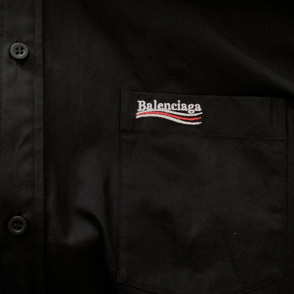 Balenciaga Political Campaign Embroidery Button Shirt Black BAL BAL - originalfook singapore
