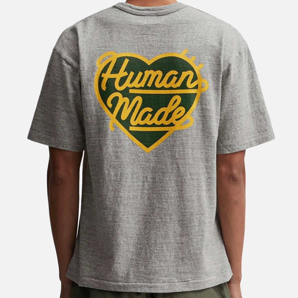Human Made Green Heart Badge Tee Heather HUMAN MADE HUMAN MADE - originalfook singapore