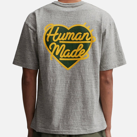 Human Made Green Heart Badge Tee Heather HUMAN MADE HUMAN MADE - originalfook singapore