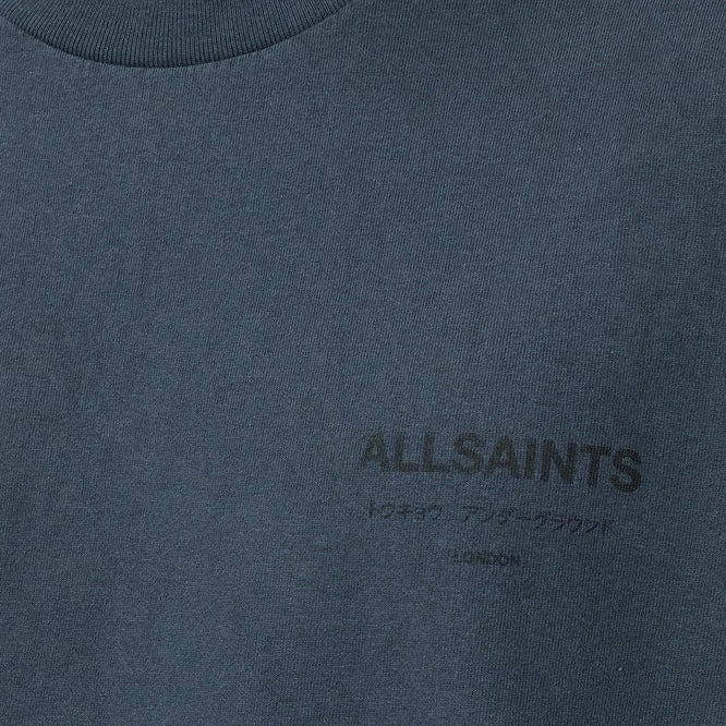 AllSaints Underground Logo Tee Moonstone Blue