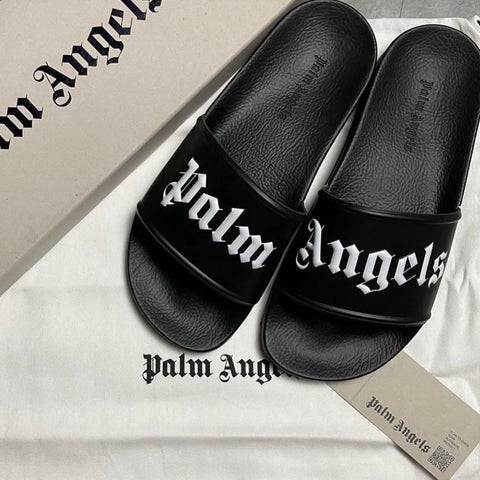 PALM ANGELS Signature Slides Black