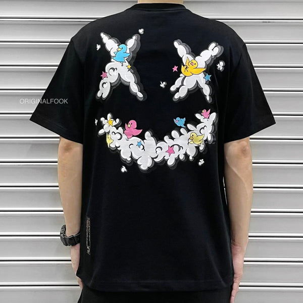Rickyisclown [RIC] Colorful Cloud Smiley Tee Black [R17230225D-A8] RICKYISCLOWN RICKYISCLOWN - originalfook singapore