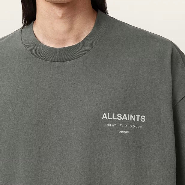 AllSaints Underground Logo Tee Garnet Green