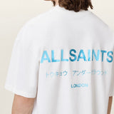 AllSaints Underground Logo Tee Ashen White Blue
