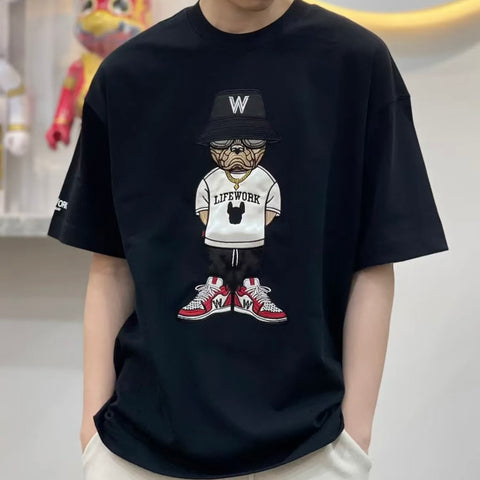 LifeWork Embroidered Hip Bulldog Tee Black