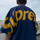 Supreme Intarsia Logo Navy Tee