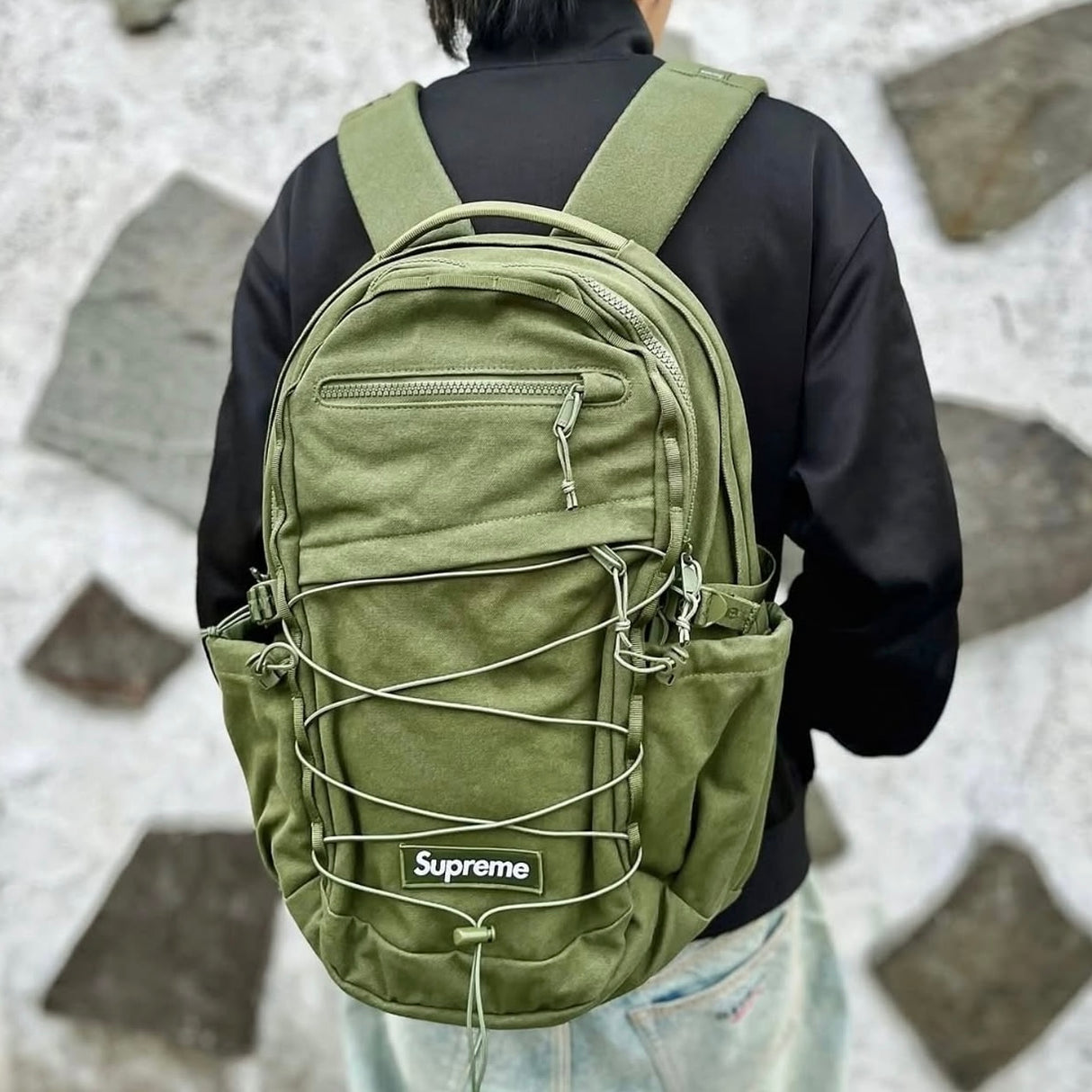 Supreme Logo Olive Backpack - ORIGINALFOOK