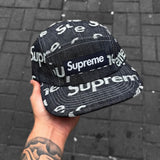 Supreme Jacquard Logo Denim Cap Black