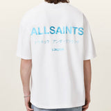 AllSaints Underground Logo Tee Ashen White Blue
