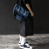 Supreme Reflective Logo Denim Messenger Bag Washed Indigo