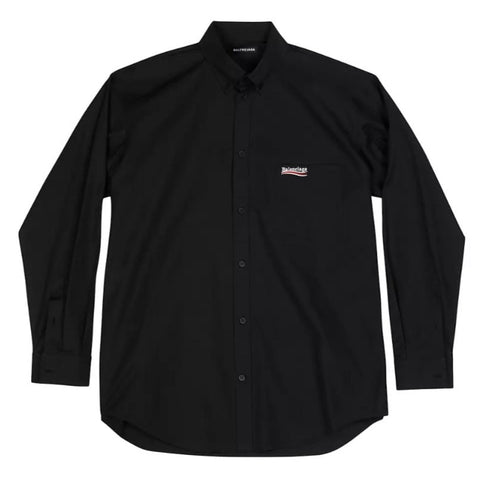 Balenciaga Political Campaign Embroidery Button Shirt Black